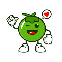 cute coconut cartoon mascot character