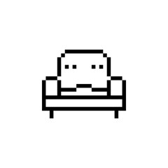 mini sofa, furniture and decor icon. perfect for logo, game, poster, website and presentation. icon design retro and pixel art style