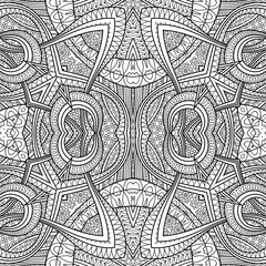 Vector ethnic hand drawn line art seamless pattern