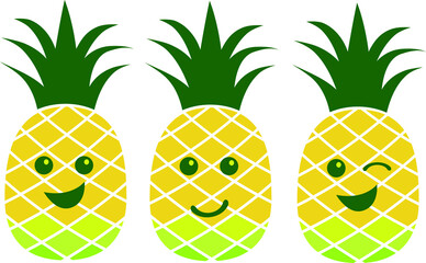 Happy Pineapple Vector Illustration