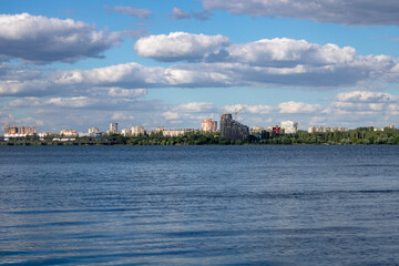 Fototapeta na wymiar Russia, Voronezh, reservoir, view from the right bank to the left.