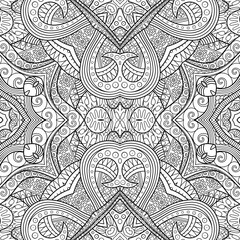Vector ethnic hand drawn line art seamless pattern