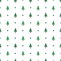 Pine tree seamless pattern vector on isolated white background.