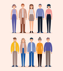 Women and men avatars cartoons smiling design, Person people and human theme Vector illustration