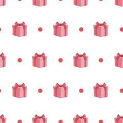Red gift box seamless pattern vector on isolated white background.