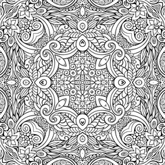 Vector ethnic hand drawn line art seamless pattern