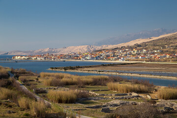 Obraz premium Panoramic view of the city of Pag, island Pag, Croatia
