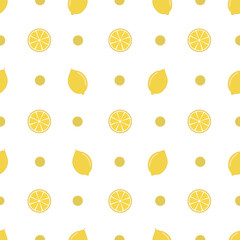 Whole and cut lemon seamless pattern vector on isolated white background.