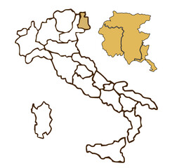 ITALY WHITE AND BLACK MAP DRAWING 
