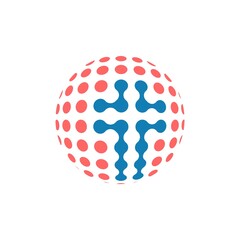 Cross Symbol on The Globe Logo