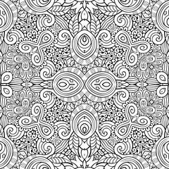 Vector ethnic hand drawn line art seamless pattern