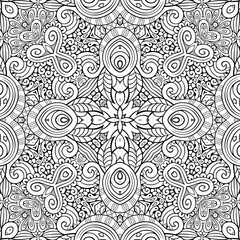 Vector ethnic hand drawn line art seamless pattern