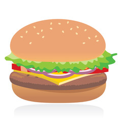 hamburger on white background, vector illustration 