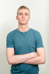 Portrait of young man with blond hair