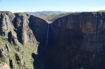 Fototapeta na wymiar The mighty Maletsunyane Falls and the green surroundings in Lesotho, Africa