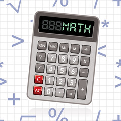 calculator with word math, vector illustration 