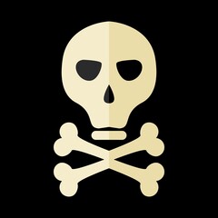 Skeleton Flat Icon Illustration Halloween Design Element