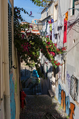 Caracol da Graça, a steep pedestrian lane in Graça, Lisbon, Portugal