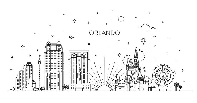Florida. Linear banner of Orlando city