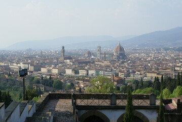 Obraz premium Florence, Italy: panoramic view of the cathedral and Palazzo Vecchio in the city centre