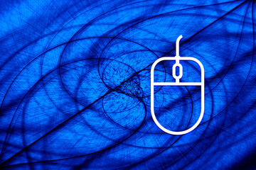 Mouse icon vortex spiral blue background illustration