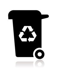 recycle bin icon, black and white, vector illustration