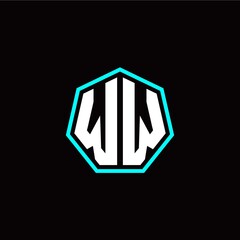 W W initials modern polygon logo template