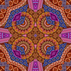 Vector abstract ethnic hand drawn seamless pattern