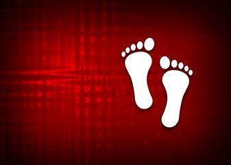 Human two footprints icon motion flare red background illustration