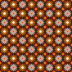 orange brown mod floral vector pattern