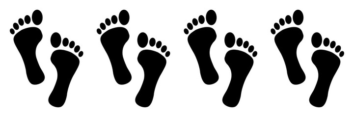 gz844 GrafikZeichnung - english: barefoot icon. - footprints / pedicure - symbol - simple black template - banner 3to1 xxl g9820