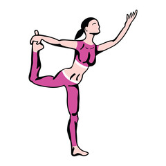 yoga practitioner or dancer in pink fitness clothes, vector illustration 