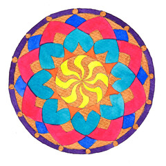 Flower mosaic watercolor mandala