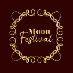 moon festival inside ornament gold frame on dark red background design, Oriental chinese and celebration theme Vector illustration