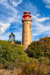 Fototapeta na wymiar Schinkelturm tower and new lighthouse at Cape Arkona in Putgarten on the island of Rügen