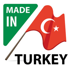 made in turkey concept, turkey flag, vector illustration 