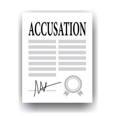 accusation paper, white background, vector illustration 