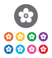 Fototapeta premium Leafy flower icon flat design round button set illustration