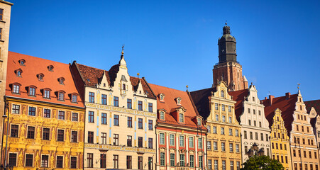 Colorful Houses on the Market square in Wroclaw, Poland