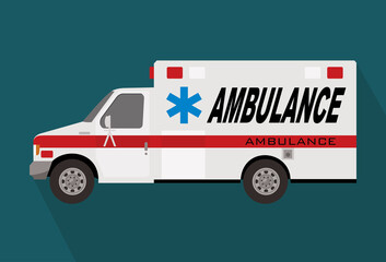ambulance truck on blue background, vector illustration  © cosastocker