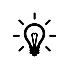 Solution symbol, lamp icon, idea isolated on white background