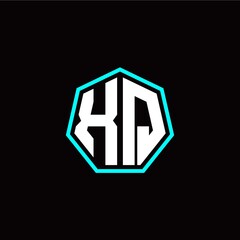 X Q initials modern polygon logo template