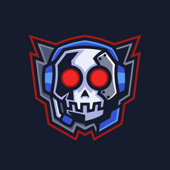 Skull headset emblem logo design