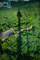 Long shadows created by man-made towers