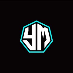 Y M initials modern polygon logo template