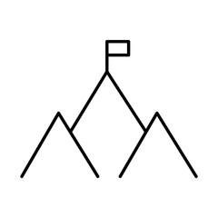 mountains with flag icon, line style