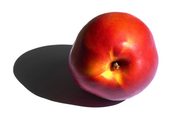 Nectarine & Shadow - A closeup image of a single nextarine casting a shadow on white background