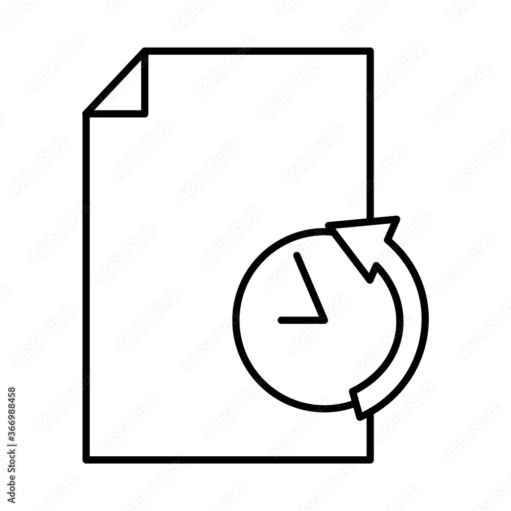 Poster document page and clock with arrow icon, line style