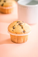 Close-up of homemade cupcake with chocolate shavings