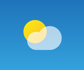 Realistic weather forecast widget for mobile application program template vector illustration. Weather icons collection. Cloud, sun
